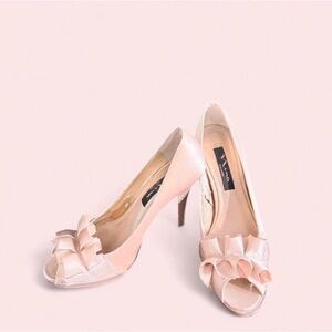 Nina Elegant Pink Ruffle Heels